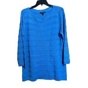 41 Hawthorn Tunic Sweater Womens Large Blue Textured Stretch Pullover Sweatshirt